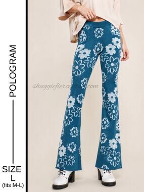 MSRP: $59 ✨Polagram Floral Jacquard Bootcut Wide Leg Pants – Size L (Fits M–L) ✨
